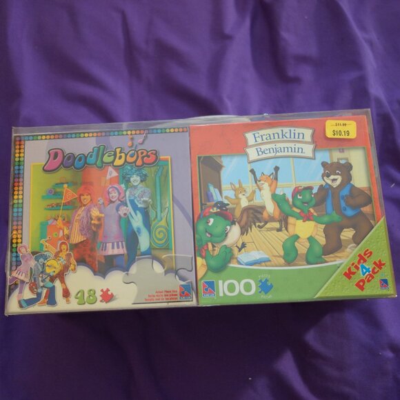 Vintage Sure-Lox Barney Doodlebops & Franklin Benjamin Puzzles New Never Used - Picture 10 of 16